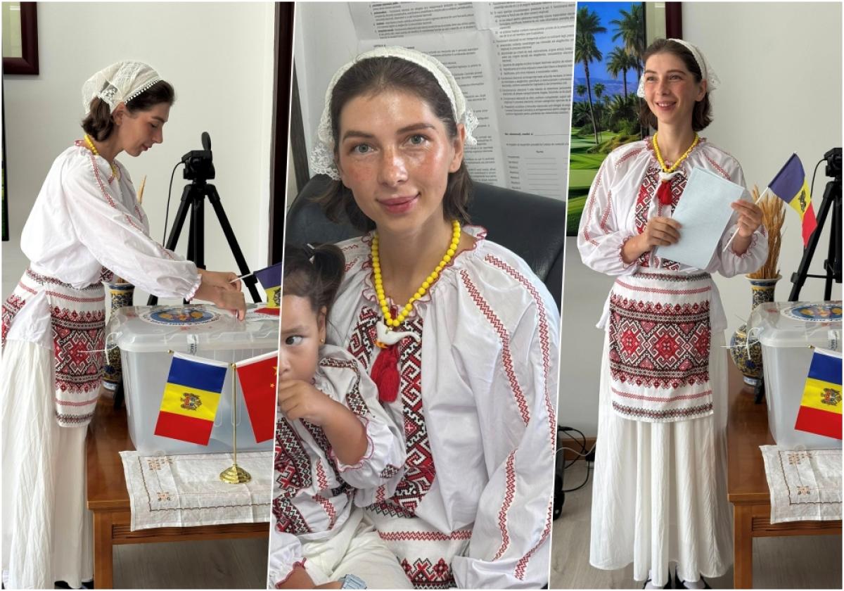 O mamă moldoveancă a străbătut 1.400 km cu doi copii pentru a vota, în China! Ambasada Republicii Moldova: „Fiecare vot contează și fiecare gest de responsabilitate inspiră!” / FOTO: colaj foto Facebook @Ambasada Republicii Moldova în Republica Populară C