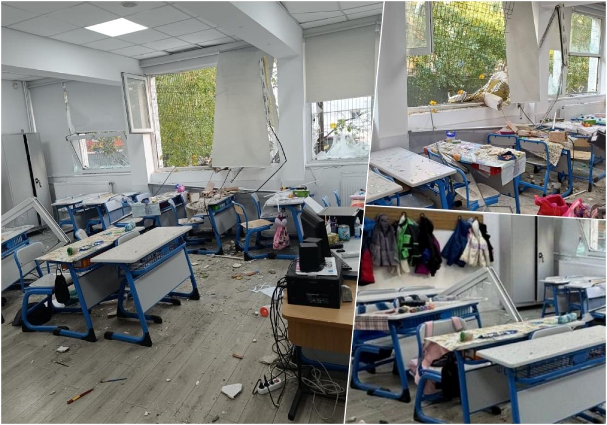 15 săli de clasă avariate în urma exploziei din Sectorul 5. Ministrul Daniel David: „Au fost sparte geamuri”. Cursurile trec în regim online pentru o săptămână / FOTO: colaj poze Facebook